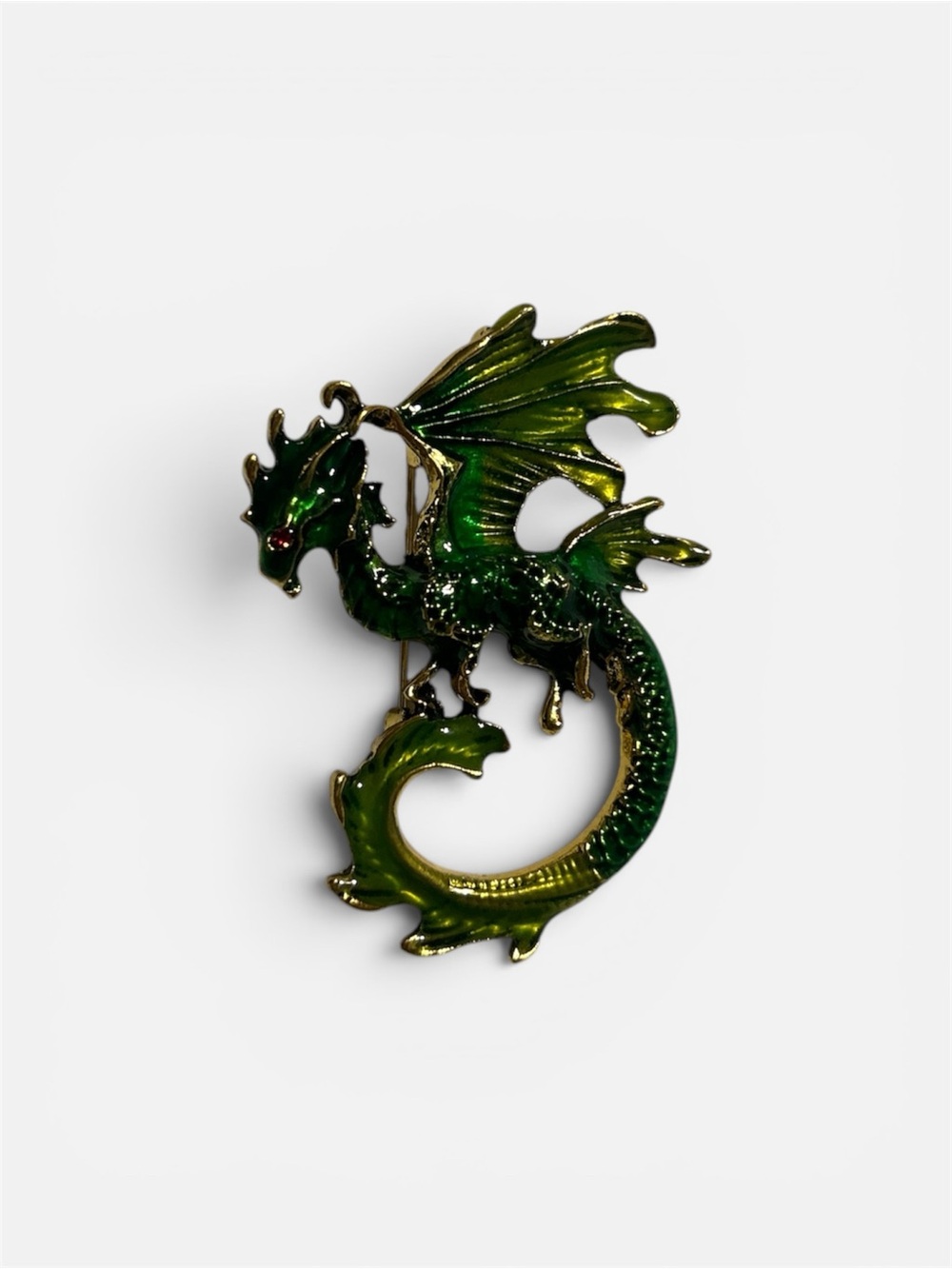 Green Dragon Enamel Brooch